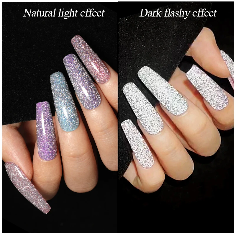 

BORN PRETTY 2 Pcs/set 6ml Reflective Glitter Gel Set Silver Purple Holographics Reflective Varnish Colorful Soak Off UV Gel