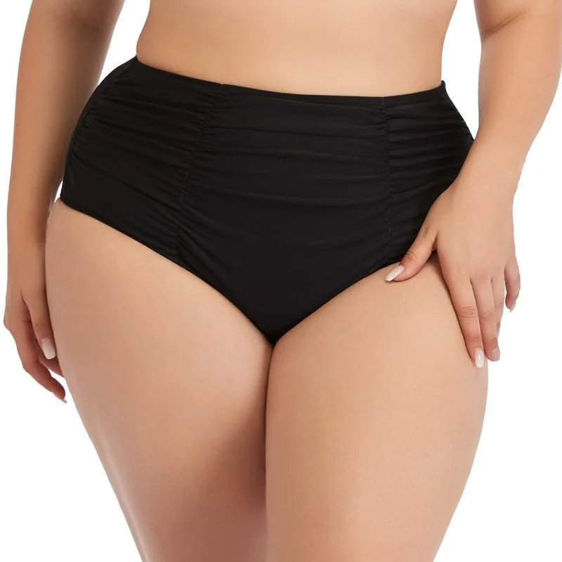 

2021 New Fashion Ladies Black Slim High Waist Briefs Plus Size Fat Lady Swim Shorts XXXXL