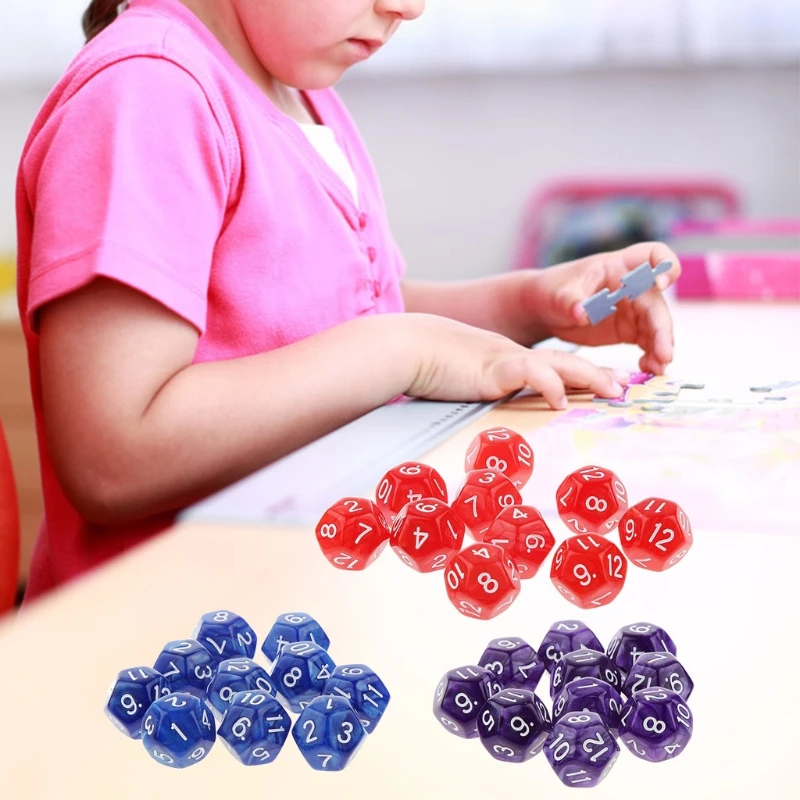 

10pcs 12 Sided Dice D12 Polyhedral Dice Family Party D&D RPG Board Game Accessories Pub Club Game Acrylic Dice