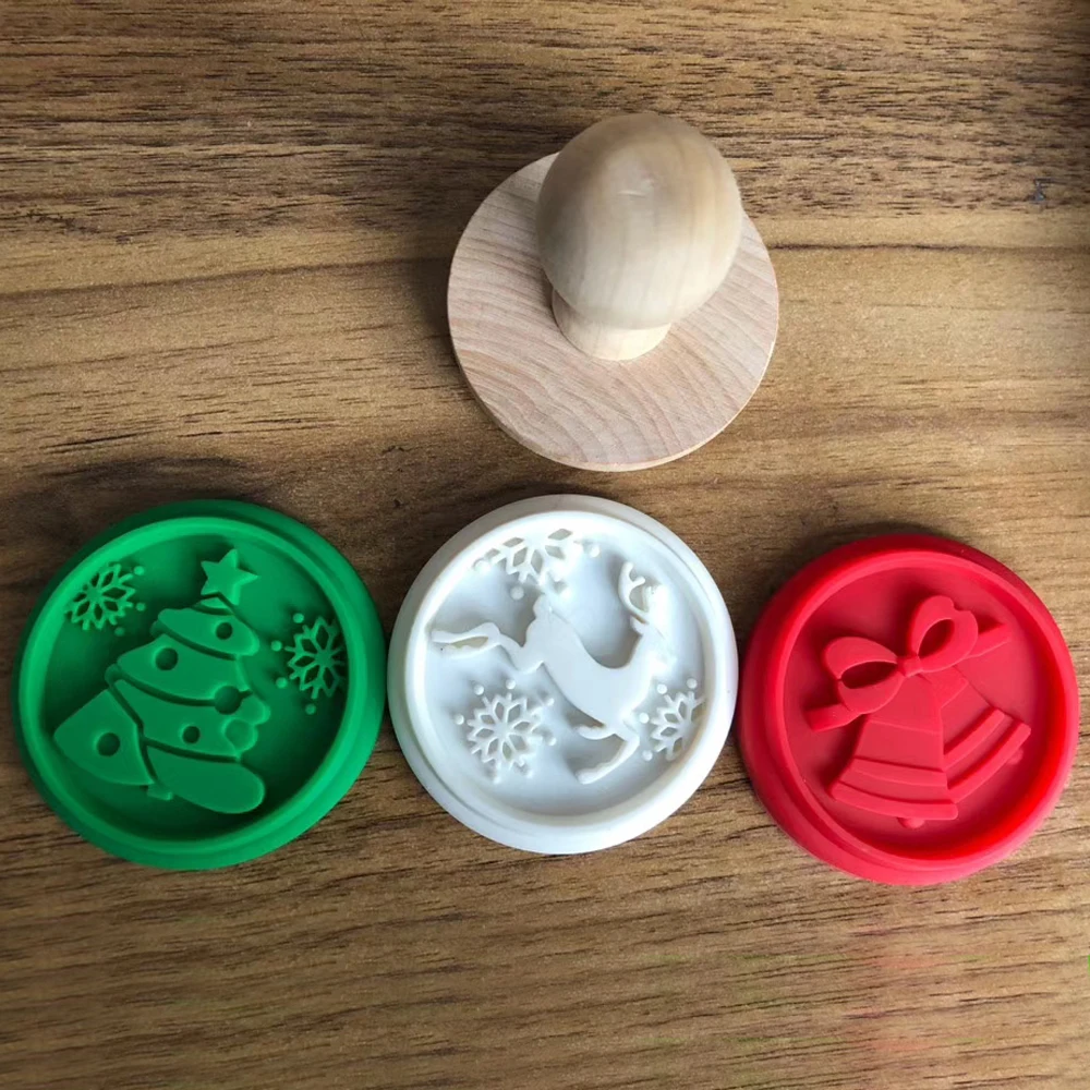 Деревянная ручка силикон печенья штамп помадка прессформы печать шоколада