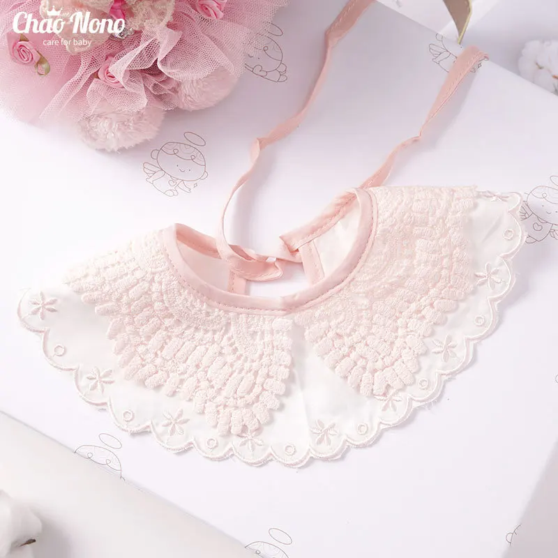 Cute Infant Girl Bibs Cotton Lace Fake Collar Children Girls Bibs Set Lace Up Newborn Baby Girls Accessories Kids Things images - 6