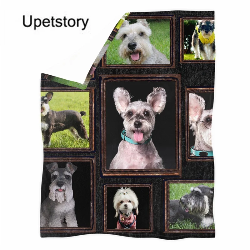 

Теплое флисовое покрывало с принтом шнауцера, на весну/осень