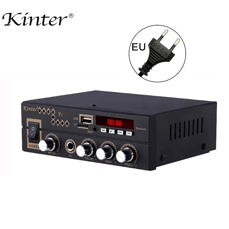 EU Plug Kinter T1 аудио усилитель воспроизведения MP3 в USB TF карта имеет fm-радио и микрофонный вход 220-240 в источник питания мини размер металлический корпус - Цвет: EU Plug