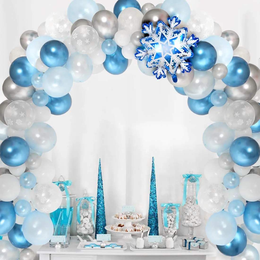 

Frozen Birthday Supplies Snowflake Balloon Garland Kit for Girls Baby Shower 1st 2nd 3rd 4th 5th 6th Birthday Party Decorations