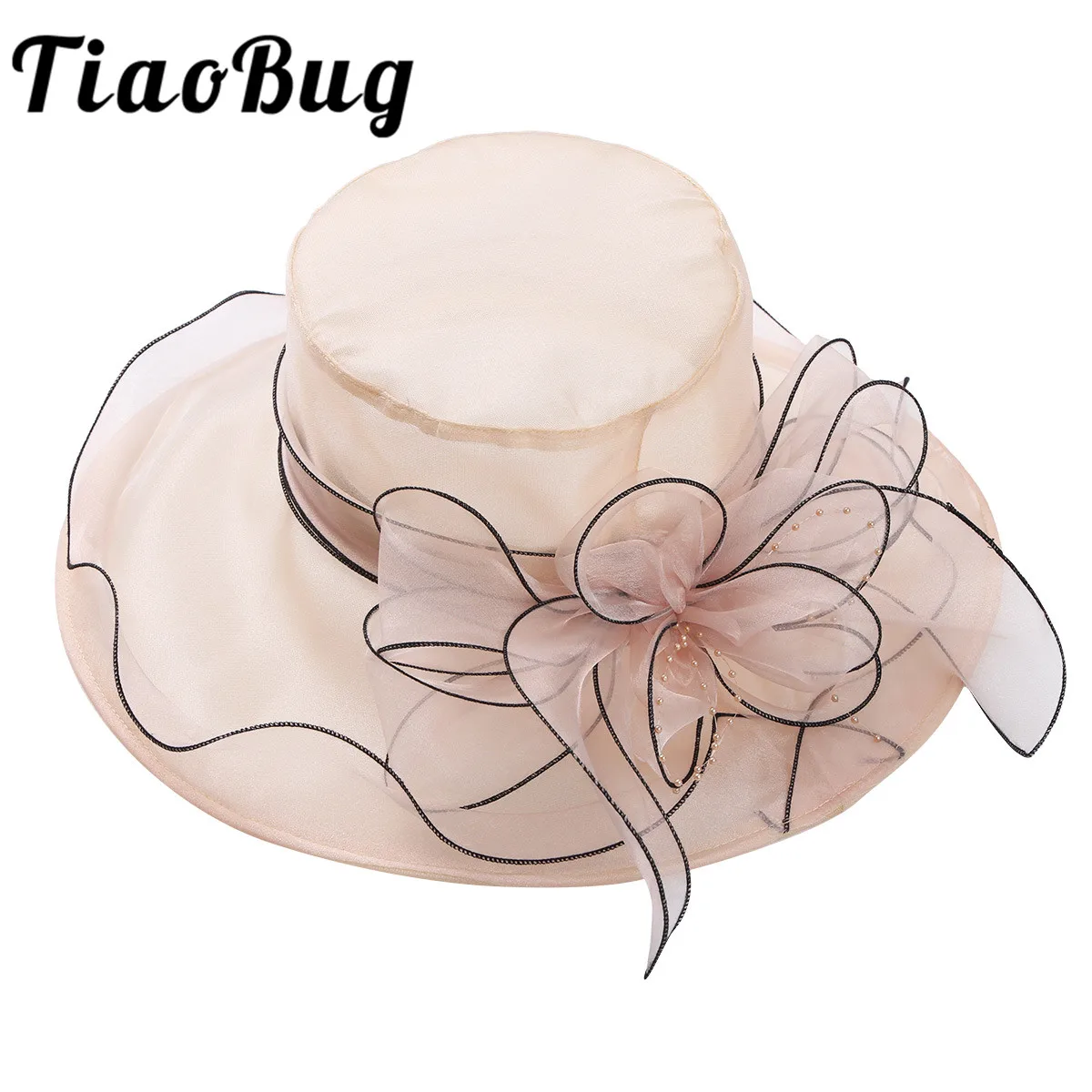 Новое поступление женская элегантная шляпа с оборками и широкими полями из