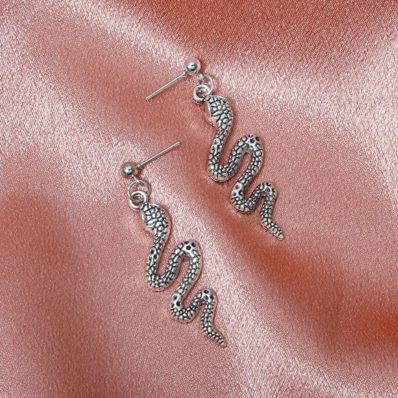 

Korean Fashion Snake-shaped Personality Retro Metal Long Earrings for Women Statement Ear Jewelry Gifts