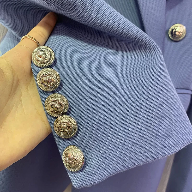 Женский двубортный Блейзер на пуговицах светло голубой офисный блейзер с