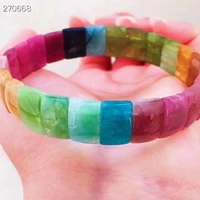 genuine natural colorful tourmaline bracelet bangle 12x9x3 4mm clear rectangle beads women fashion stone aaaaa
