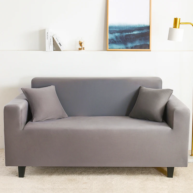 

Fully Wrapped Sofa Cover for Chaise Lounge and Living Room Brushed Elastic Antifouling 1 2 3 4 Seater Silver Gray