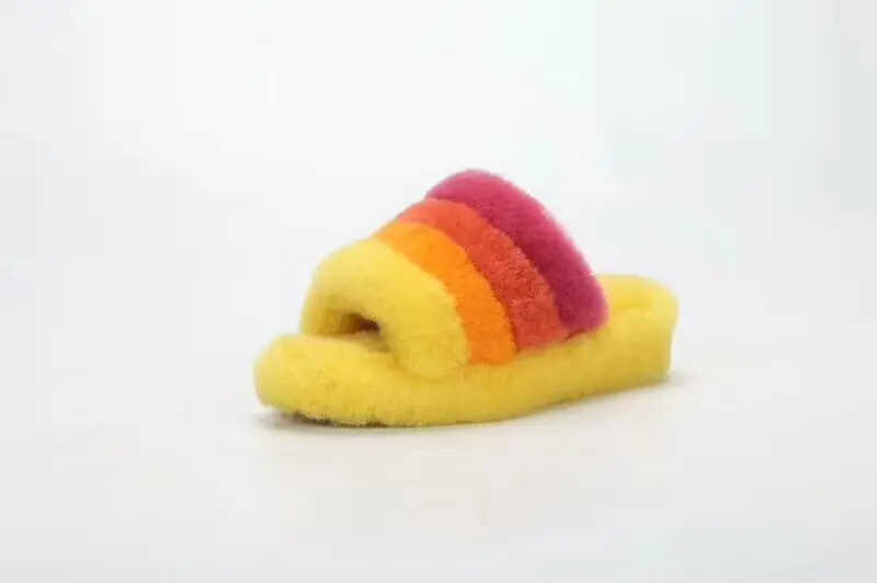 2020 г. шлепанцы с ремешками сзади из натурального меха цветные зимние теплые