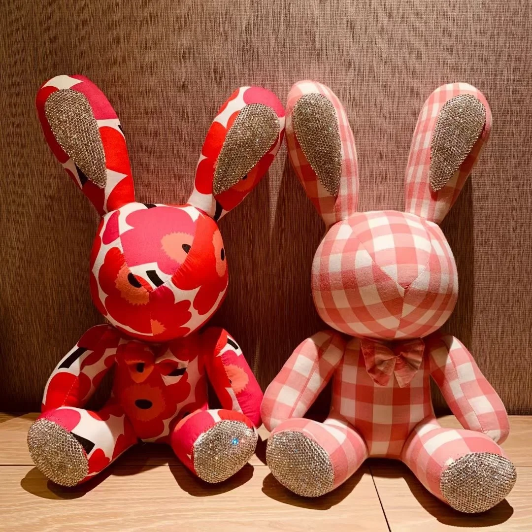 

New 38cm Hand Inlaid Diamond Pattern Toys Cute Stuffed Rabbit Plush Toys Brand Rabbit Creative Ornaments Valentine's Day Gifts