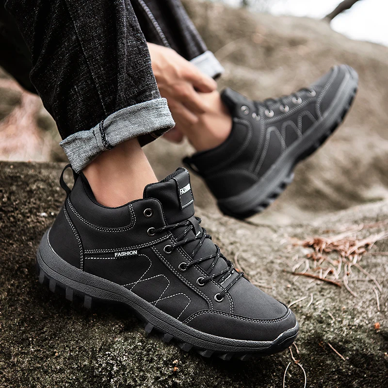 

Men Hiking Boots Outdoor Warm Winter Shoes Sport Trekking Non-slip Large Size 39-47 Mountain Climbing Safety Work Boots