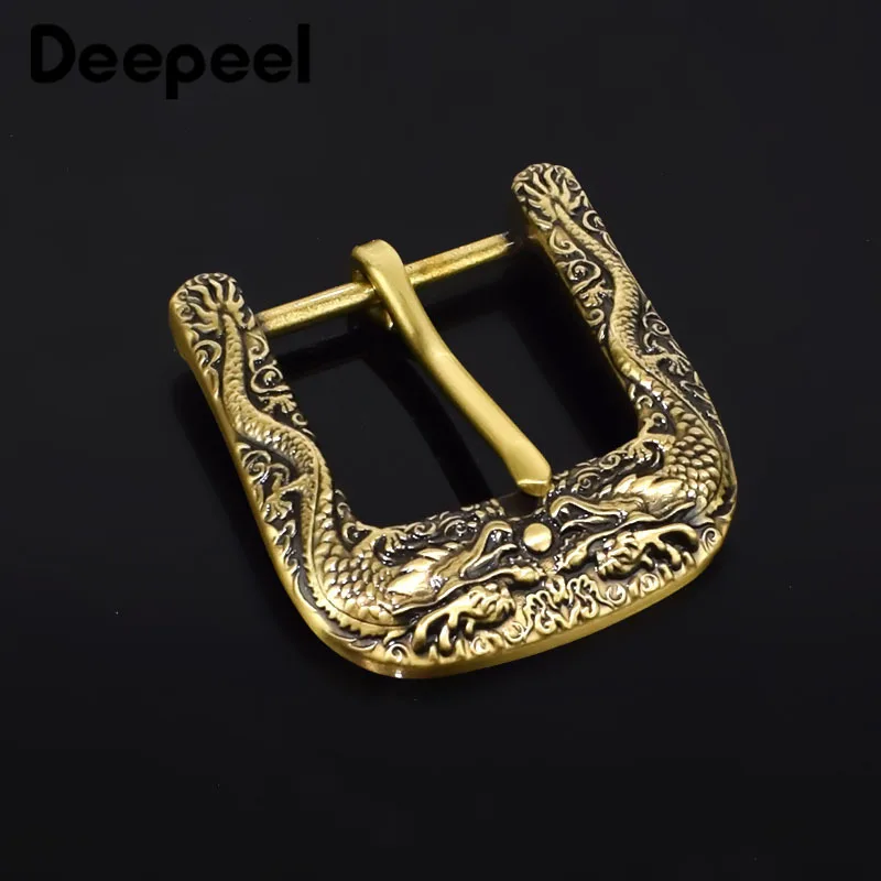 Deepeel 40 мм винтажная Пряжка из твердой латуни с драконом для ремней металлическая