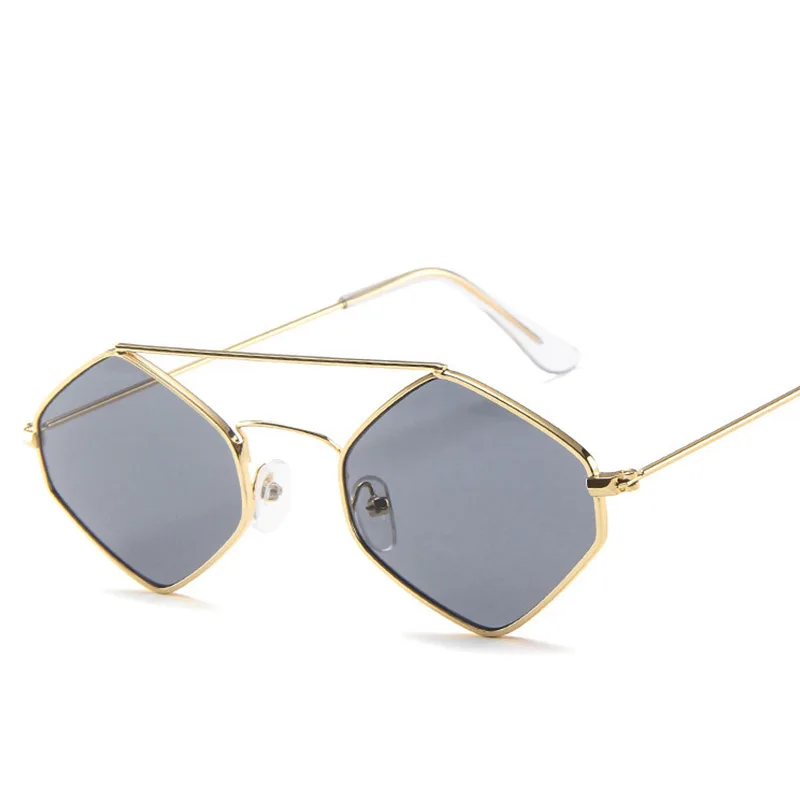 

Fashion Diamond Sunglasses Women Retro Metal Double Beam Wild Eyeglasses Polygonal Ocean Glasses