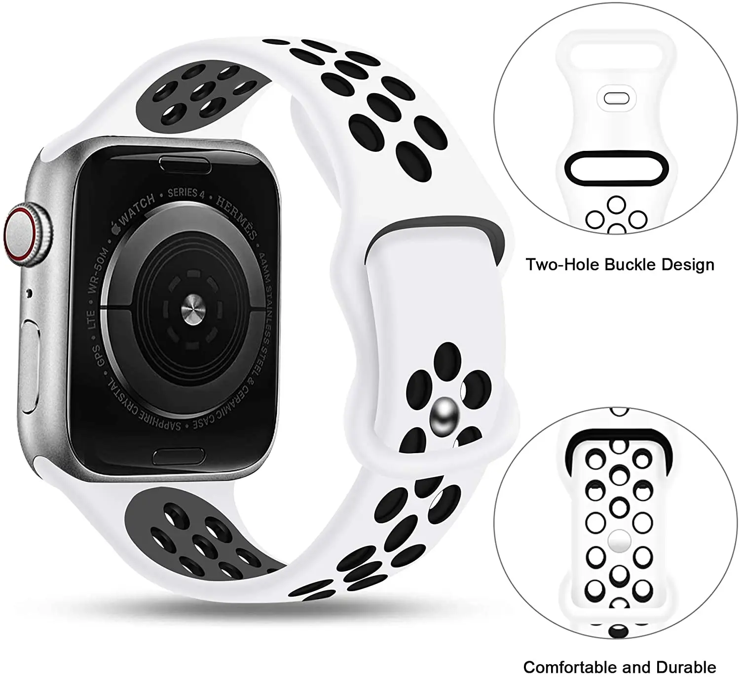 Ремешок силиконовый для Apple Watch band 44 мм 40 38 42 Воздухопроницаемый браслет