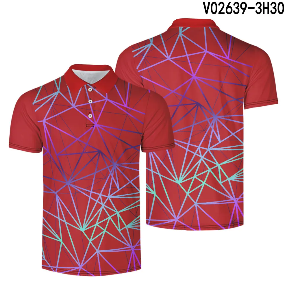V02639 WAMNI 3D теннисная футболка камуфляжная повседневная спортивная полосатая Мужская рубашка для бадминтона быстросохнущая футболка-поло - Цвет: V02639