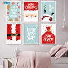 Рождественский милый мультяшный Декор праздничные пожелания плакат с новым годом 2021 настенное искусство для детской комнаты картина для детской холст печать