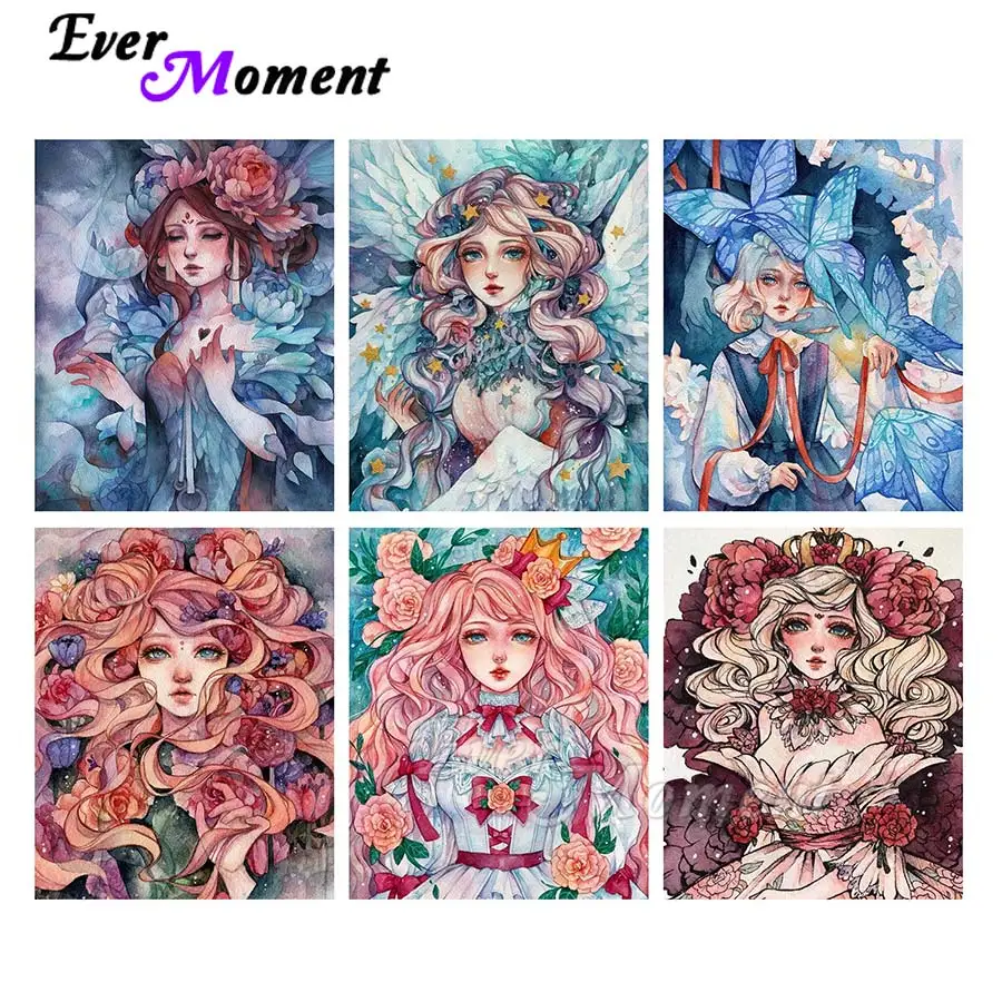 

Ever Moment Diamond Painting Flower Woman Art Full Square Diamond Embroidery Mosaic Household Living Room Docraction S2F2579