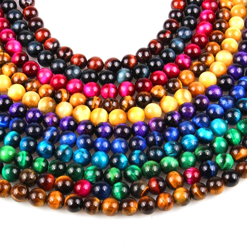 Free Shipping Natural Stone Blue Lapis Lazuli Tiger Eye Agata Round Loose Beads 16