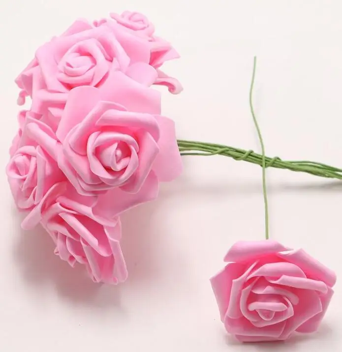 Pink Искусственные цветы 40 шт. Румяна розы со стеблем для DIY Свадебные букеты центральный прием гостей в доме невесты украшения для дома - Цвет: Pink