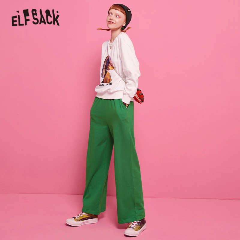 ELFSACK фиолетовый повседневный комплект из двух предметов топ с рисунком и штаны