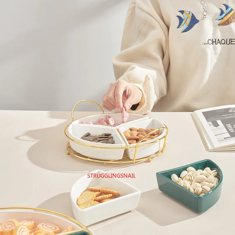 Тарелка для фруктов гостиной тарелка-разделитель железная керамическая тарелка