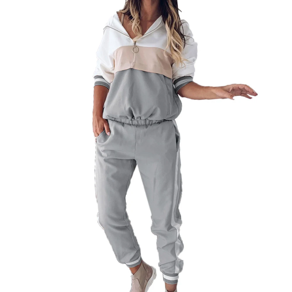 

Women Set Tracksuits 2 Pieces Set Long Sleeve Zipper Top and Side Striped Casual Pants Autumn Winter Sports Women Clothing
