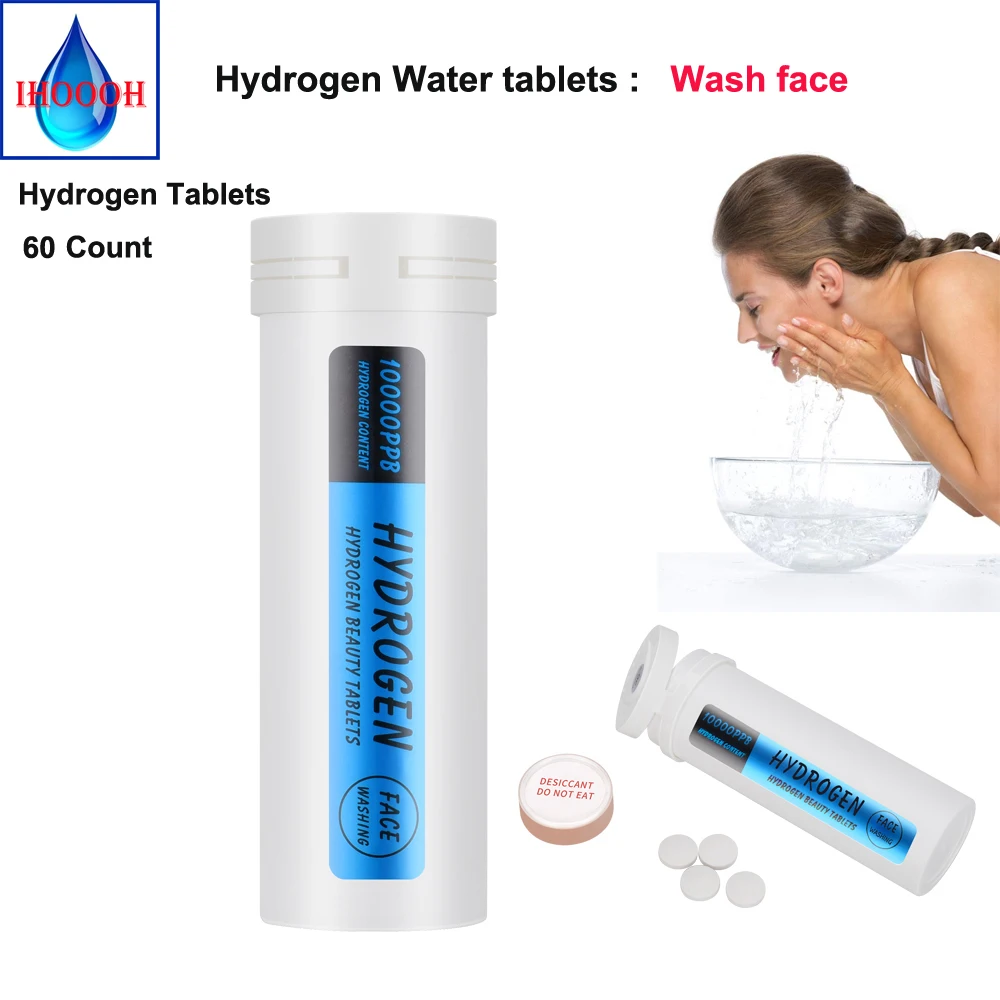 Wash Face Nano Hydrogen Rich Tablets 10000PPB Weakly Acidic Enhance Skin Anti Oxidation And Aging 60 Tablets IHOOOH