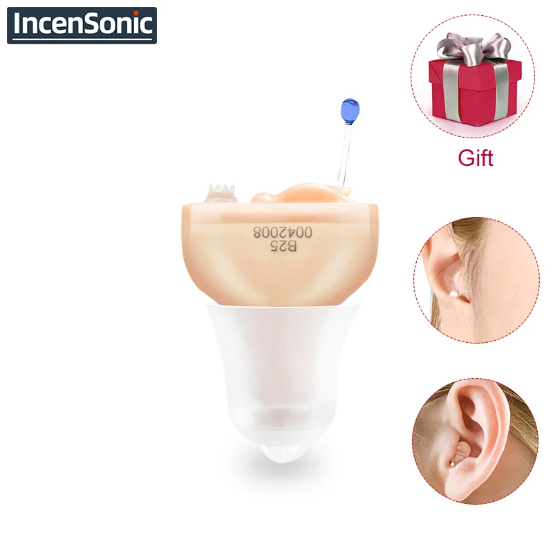 IncenSonic Hearing Aids B25 Audifonos  Small Invisible Hearing Aid ITC Mini Inside The Ear Sound Amplifier Device