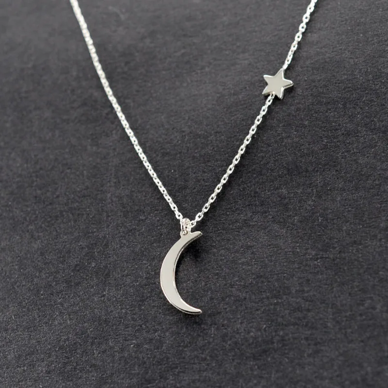 19-Silver Новая мода, простое ожерелье с подвеской в виде звезды и Луны для женщин, новинка, Bijoux, длинное массивное ожерелье, модное ювелирное изделие - Окраска металла: 19-Silver