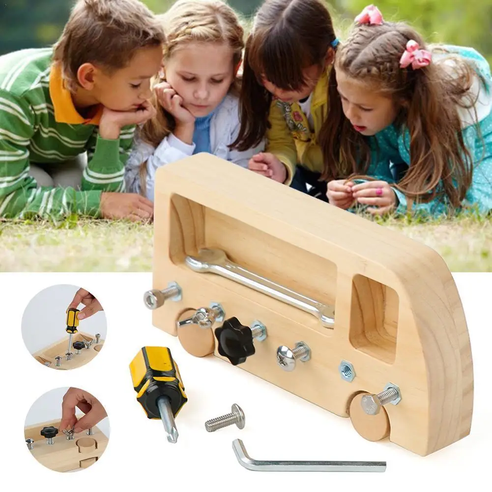

Busy Bus Montessori Education Toys Children Learning Twist Screws Nuts Workbench Tools Daily Life Teaching Aids For Toddlers