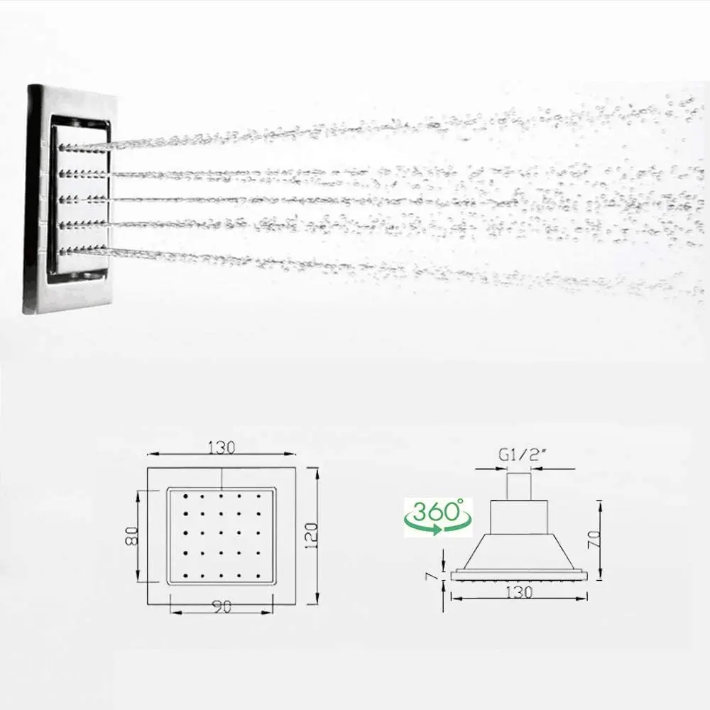 Скрытая установка струйный Душ Спа латунные квадратные массажные форсунки спрей