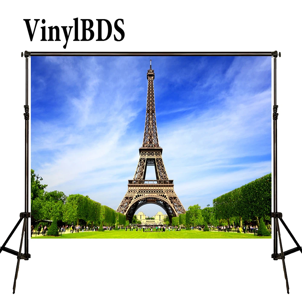 

Фотофон VinylBDS с Эйфелевой башней, Bluesky, белое облачко, сценический Фотофон на заказ, бесшовная фотостудия на заказ