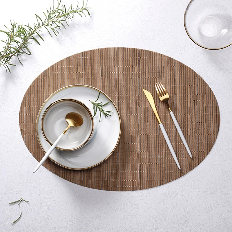 

Oval Placemat Dinner Mat Table Mats Coaster PVC Home Insolation Hot Tableware Table Pad Dinner Kitchen Accessories Home Decor
