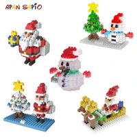 mini building blocks toys christmas cartoon character model educational figure bricks toys for children