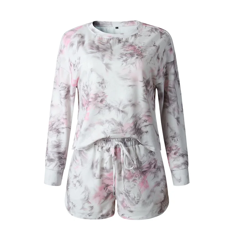 

Fashion Flowers Printed Casual jumpsuits women Home long sleeve Ladies Suit two piece set Elastic Waist rompers womens jumpsuit