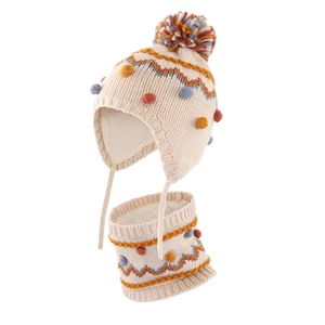 Imported Connectyle Baby Girls Skull Hat New Style Fashion Soft Warm Winter Earflaps Knitted Beanie Hat Scarf