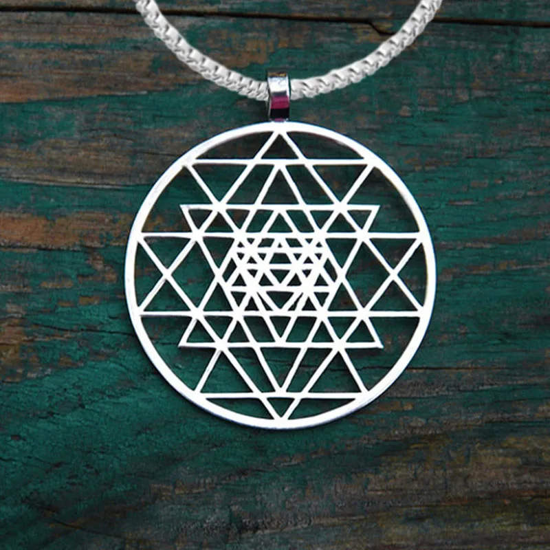 Sri Yantra кулон посеребренные ожерелья и кулоны для женщин цветок жизни модные ювелирные изделия