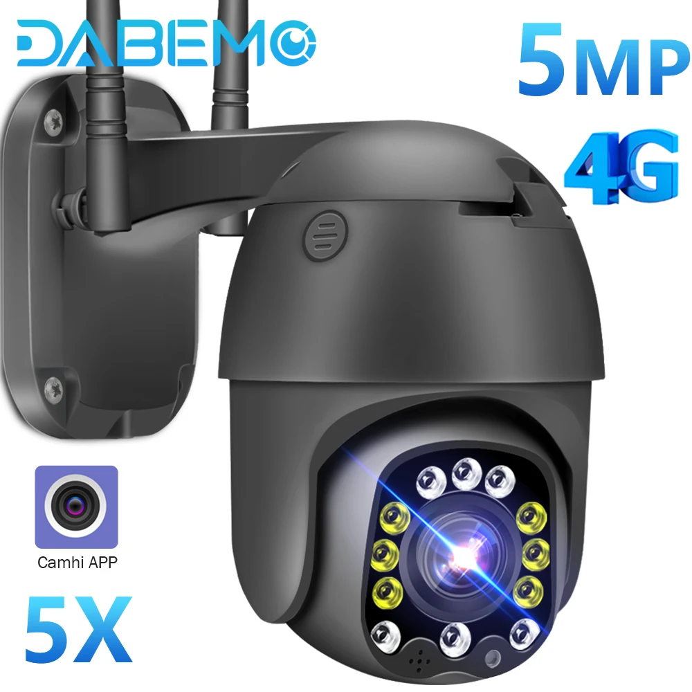 

IP Camera With 4G SIM Card 5MP 1080P HD PTZ Wifi Camera 5x Optical Zoom Outdoor Wireless Security CCTV Cam H.265 Email Detection
