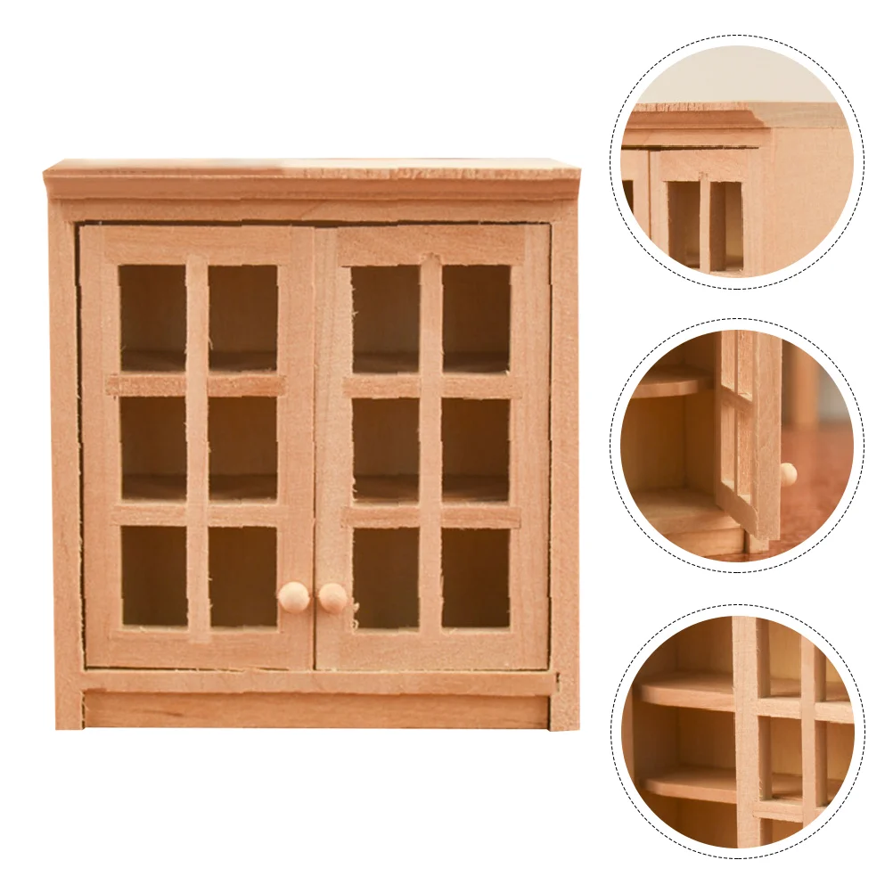 

1Pc Mini Wall Cabinet Model Wooden Furniture Adornment Hand-made Cabinet Model