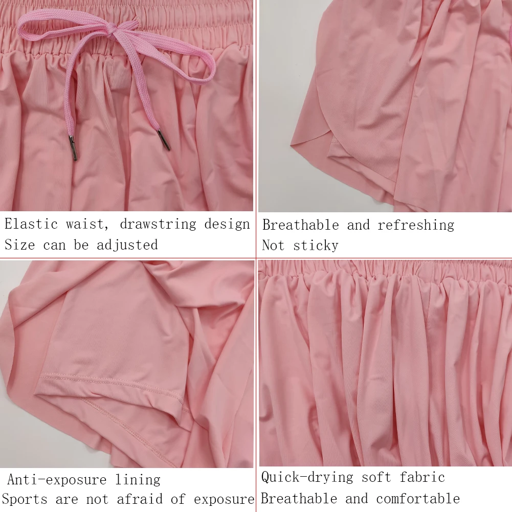 

2021 New Women's High Waist Stretch Athletic Workout Active Fitness Volleyball Shorts 2 in 1 Running Double Layer Sports Shorts