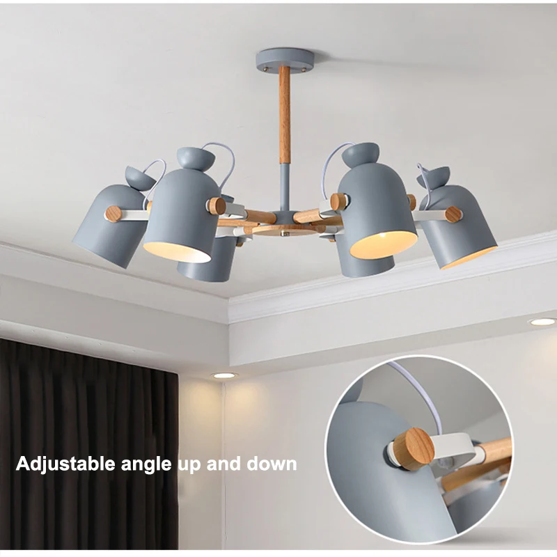

Nordic solid wood E27 chandelier modern minimalist LOFT style bedroom living room dining room apartment hotel store lighting