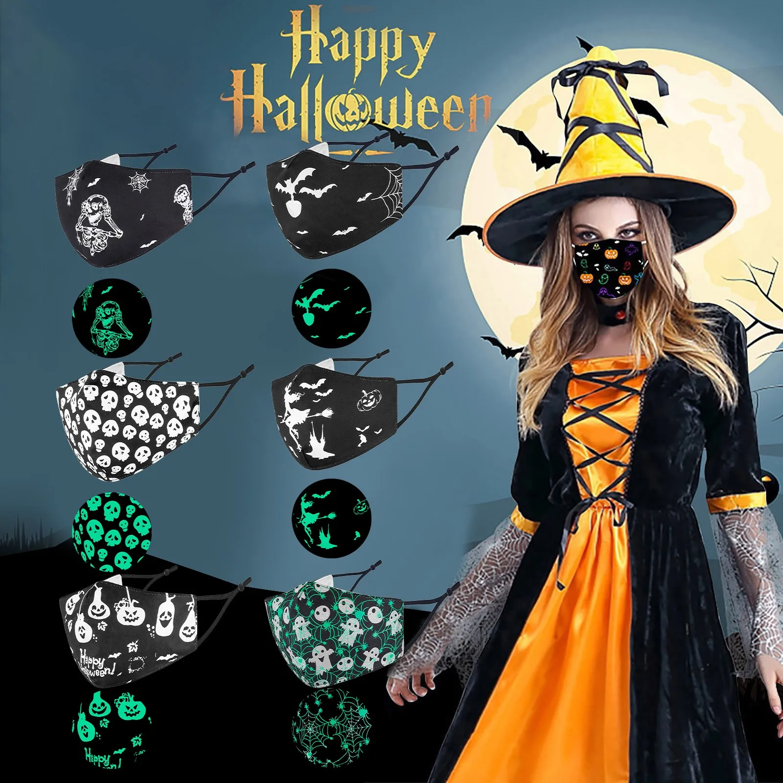 Светящаяся Маска для мальчиков Регулируемая Аниме Косплей черная косплей на