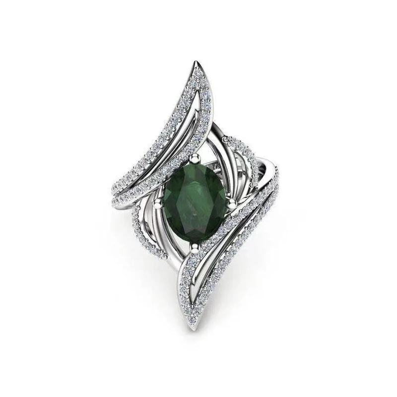 

Trendy Creative Two-color Inlaid Oval Female Large Zircon Engagement Rings for Women Jewelry Whole Sale