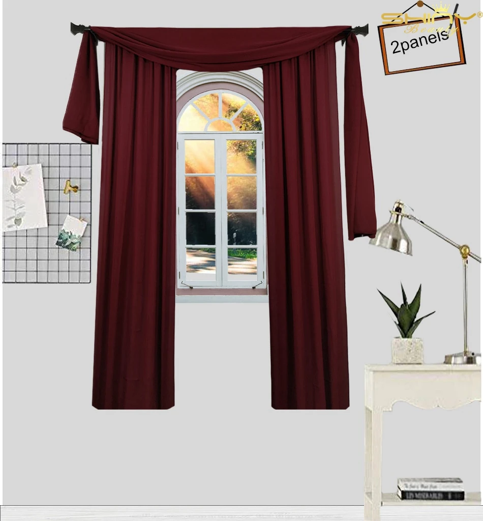 59x108 Inch Tulle Backdrop Maroon 2 Panel Blackout Curtains Chiffon Sheer for Living Room-M1007 | Аксессуары для одежды