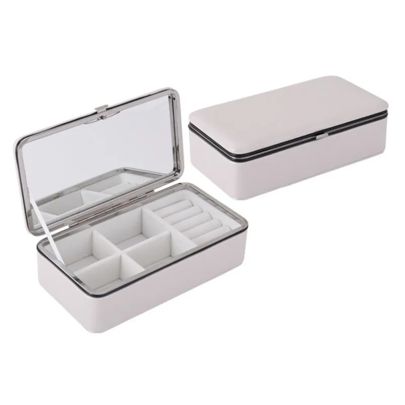

Portable Leather Box Jewelry Ring Jewellery Display Organizer Box Tray Holder Earring Ornaments Storage Case White Fashion