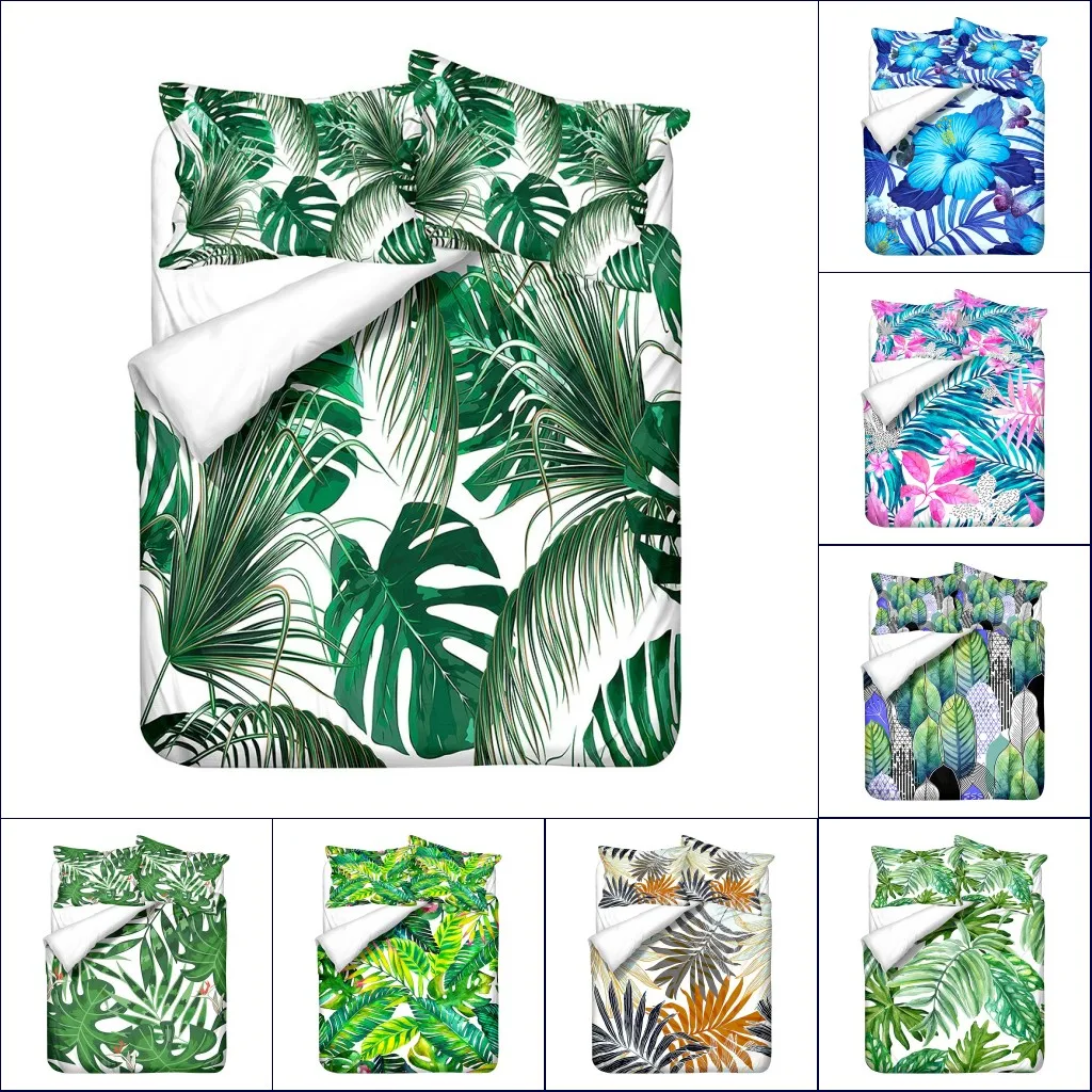 

Комплект постельного белья из микрофибры с листьями и пододеяльником