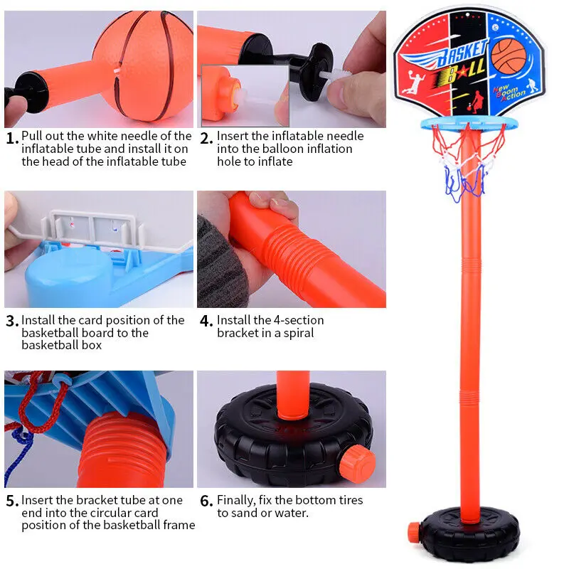 Kids Mini Basketball Set Indoor Outdoor Net Hoop Ball Pump Sport Game Toy Adjustable Chidrend Gifts | Спорт и развлечения