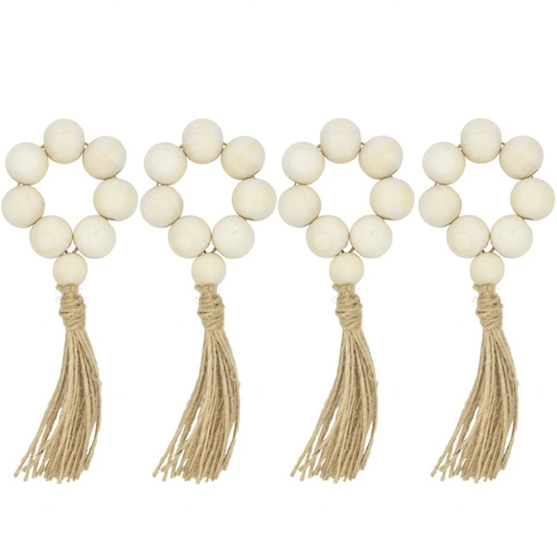 4 шт. ручная работа пряжки для салфеток кольца деревянные бусины ручной работы