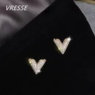 Новые корейские модные серьги NPKDS с четырехлистным клевером из циркония, розовое золото V, темпераментные женские серьги, ювелирные изделия